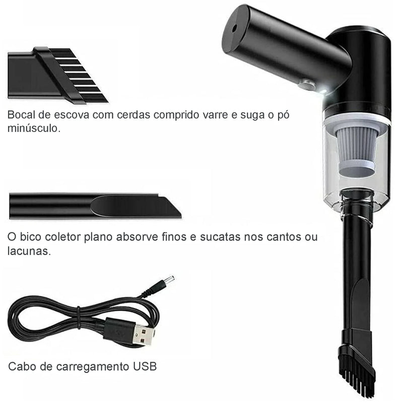 Aspirador de Pó portátil mini Multiuso para carros e eletrodomésticos 120W de alta potência sucção