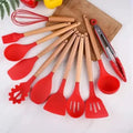 Kit Jogo 12 Peças Utensílios de Cozinha Silicone Colher Espátula kitchen Livre de BPA Antiaderente com Suporte