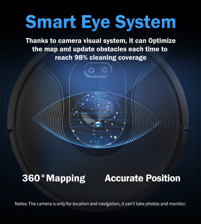 Robô aspirador de pó ABIR X6 com navegação visual tripla, sucção 6000pa, software de parede virtual, limpeza de zona, desinfecção com esfregão úmido, memória de mapa, compatível com Alexa, Google Home